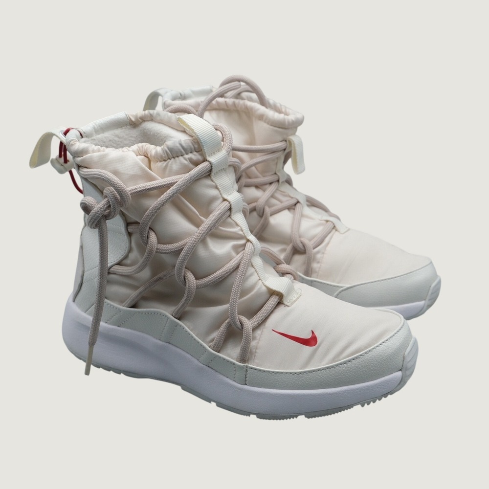 Nike Tanjun High Rise Women Cream Red Bungee Lace Gorpcore Size 7 AO0355-005